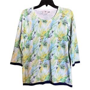 Edinburgh Knitwear Sweater Medium Multicolor Artsy Art To Wear Cotton Pullover